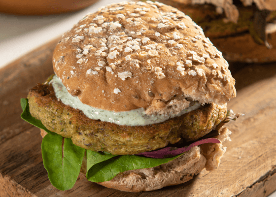 Falafel burgers from the Vegan Society