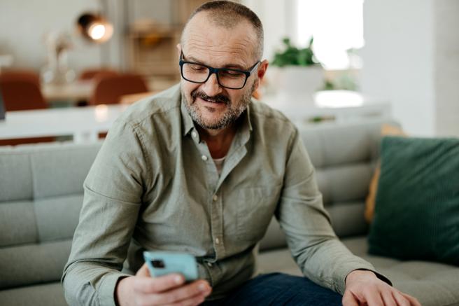 Patient completing BoneMed Online on their phone