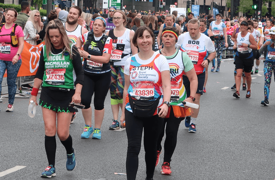Female runners at a marathon event