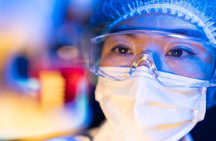 Close up of a researcher in the lab