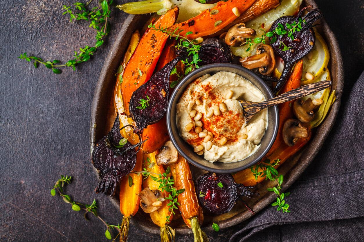 A plate of vegan food