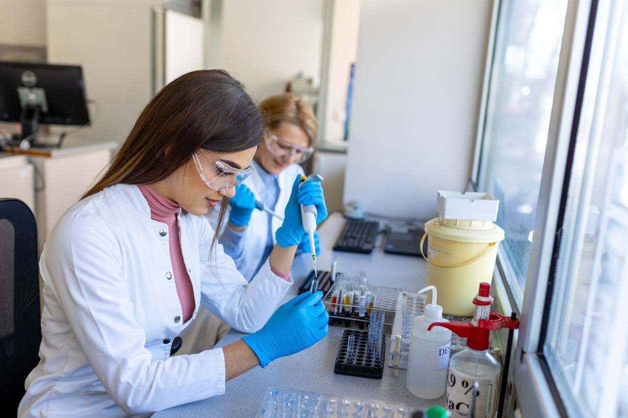 Young researcher running tests in a lab