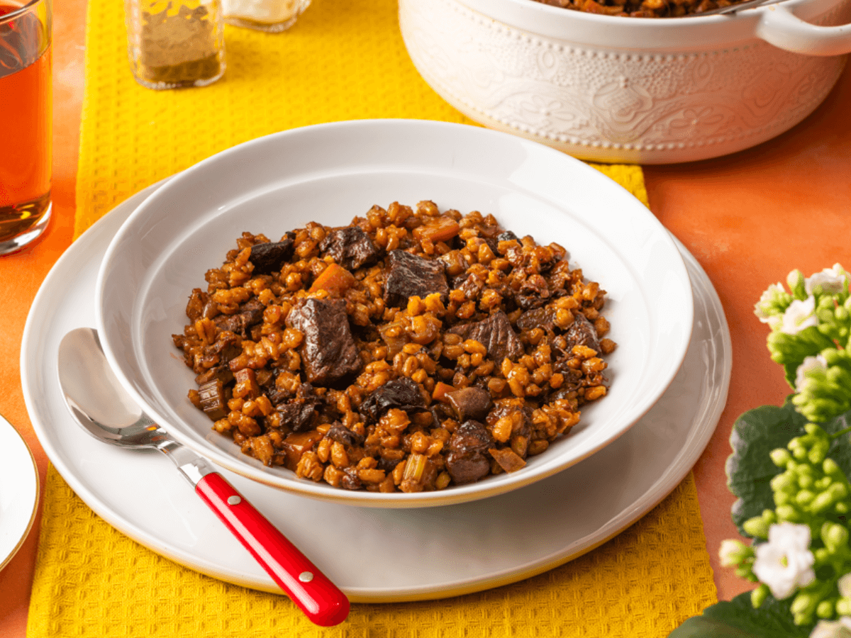 California Prunes, beef and barley stew