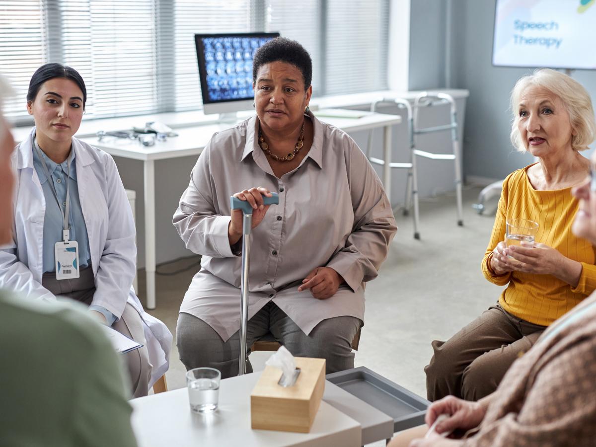 A group of people at a research study