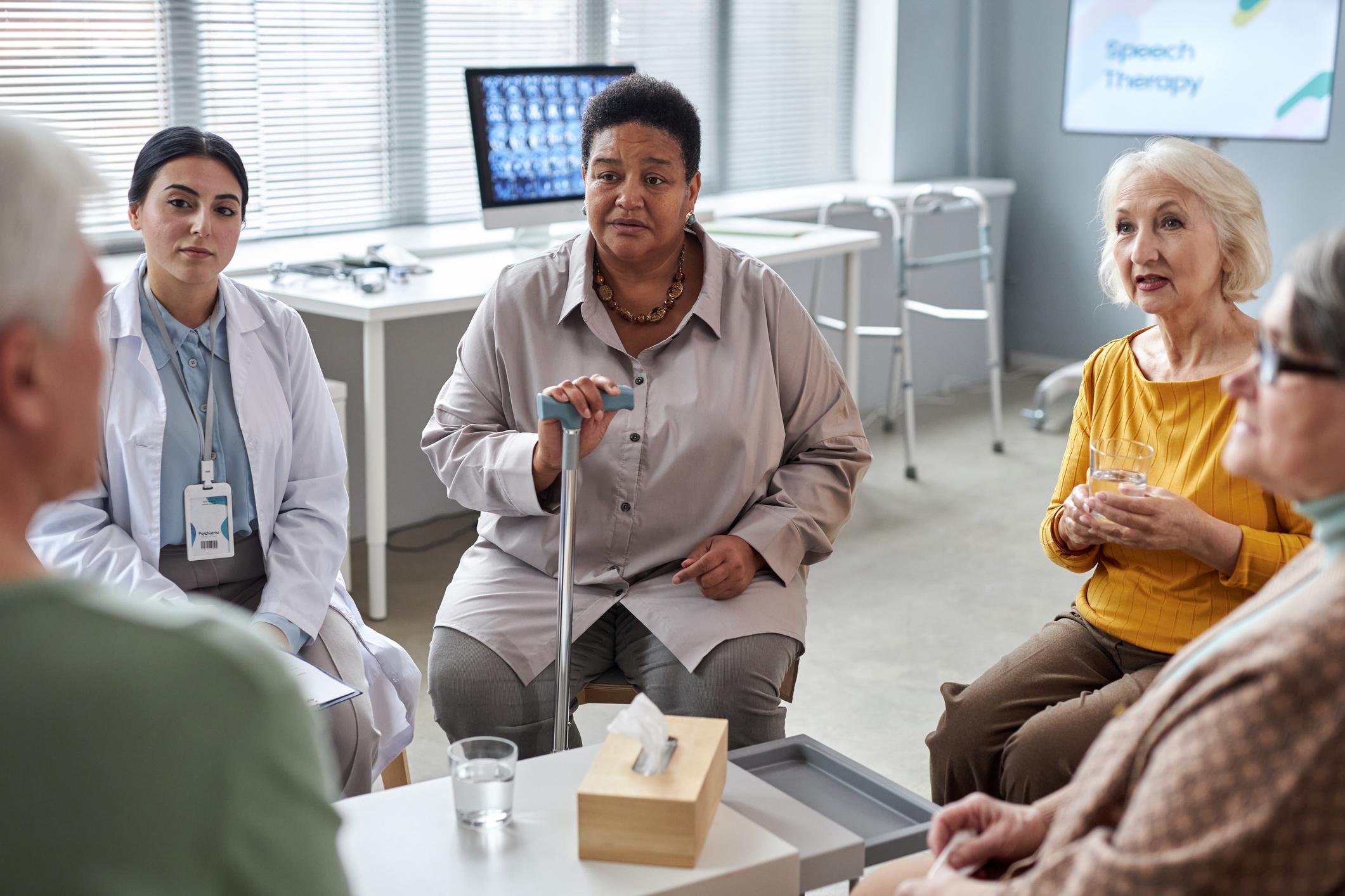 A group of people at a research study